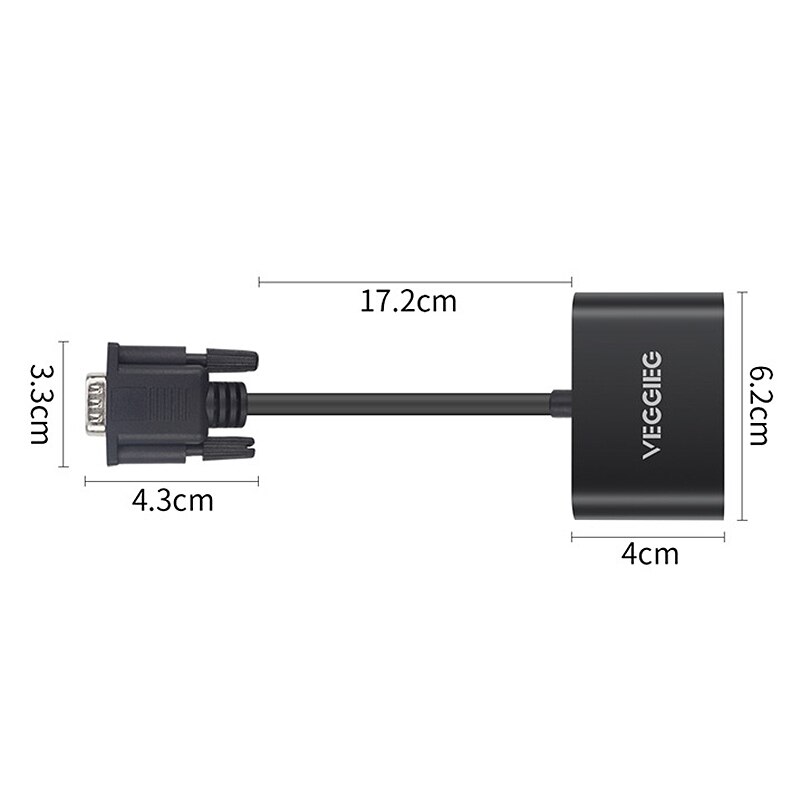 Veggieg Vga Naar Hdmi & Vga Adapter Met O Ondersteuning Vga Naar Hdmi Vga Splitter 1 In 2 Out