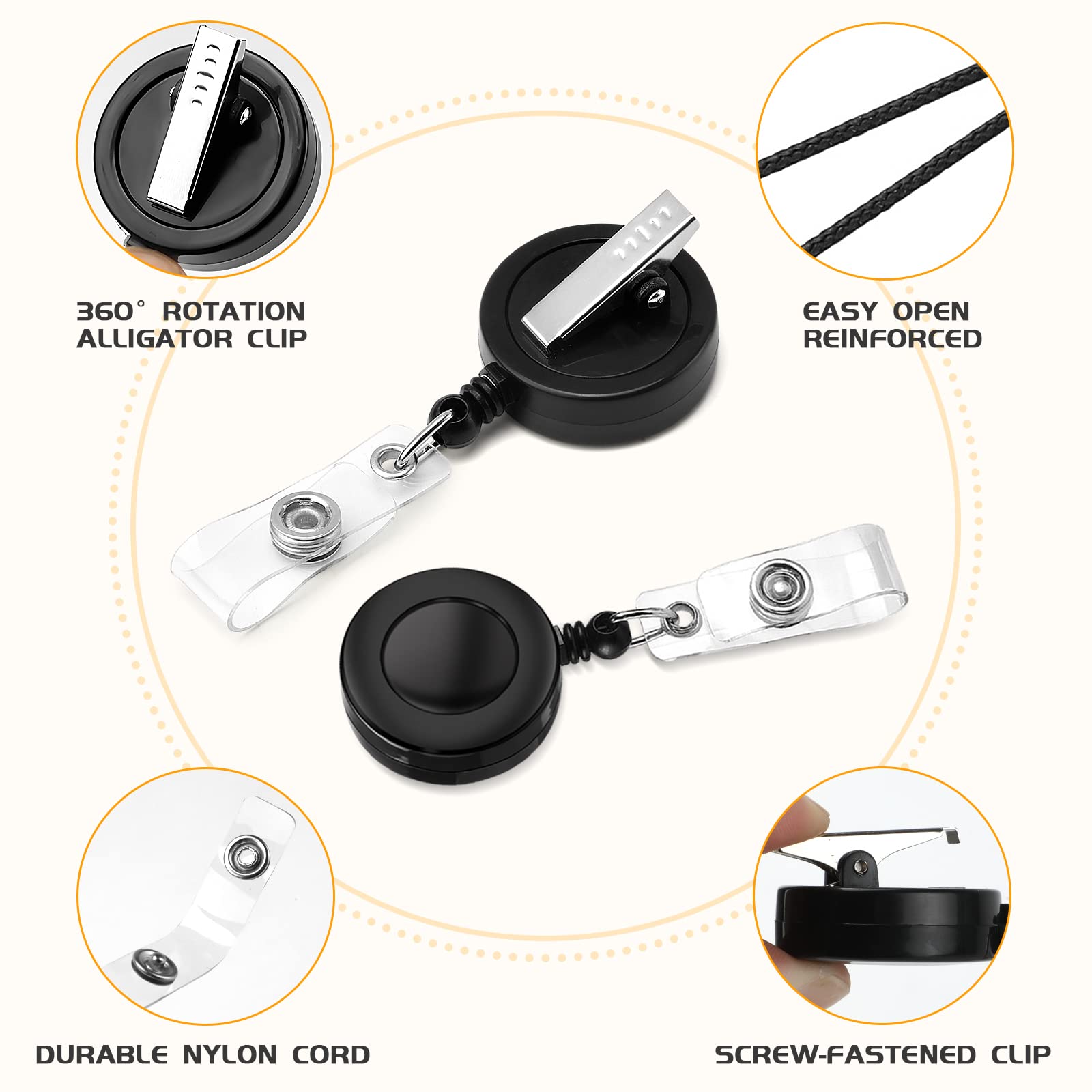 5-pack badgehaspels intrekbaar met draaibare alligatorclip intrekbare badgehouderhaspels multitool karabijn sleutelhanger
