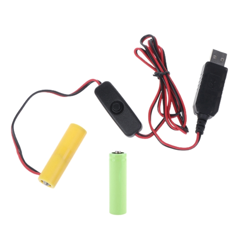 LR6 AA Dummy Battery Eliminator 1 m USB-Stromversorgungskabel Ersetzen Sie 2 1,5-V-Batterien. Beseitigen Sie das Kabel für LED-Licht