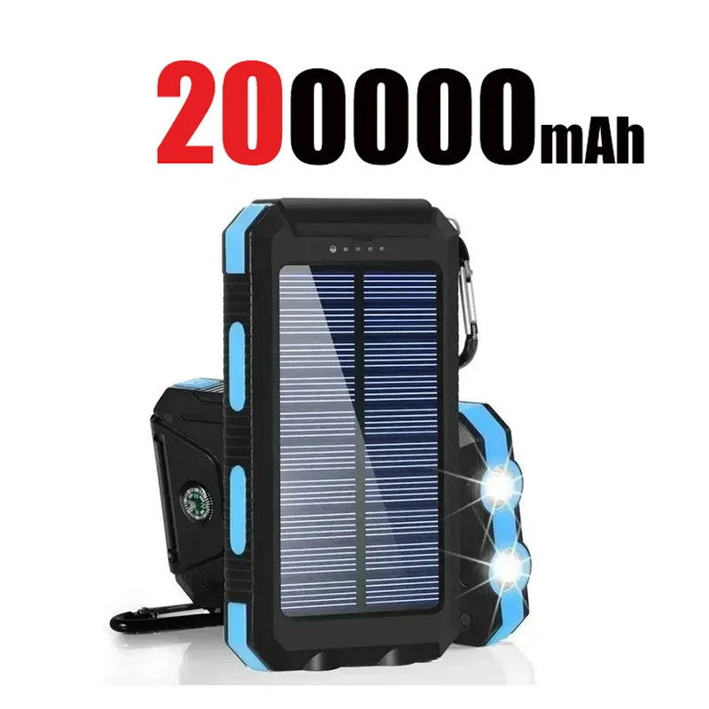 200000mAh Power Bank Fast Charging Outdoor Large Capacity External Battery Solar PowerBank Flashlight For iPhone Huawei Xiaomi: green