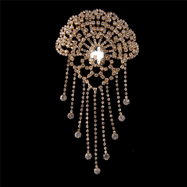 Cusack de aplicación de strass de cristal para vestidos de boda bolsas de ropa sombreros adornos costura DIY artesanía de plata AB oro: Gold