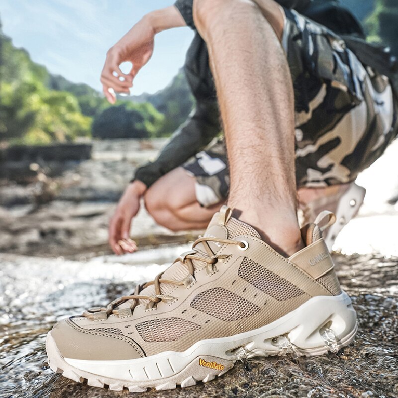 CAMEL-zapatos de pesca para hombre, calzado deportivo de malla transpirable, antideslizante, de secado rápido, para agua de Wading