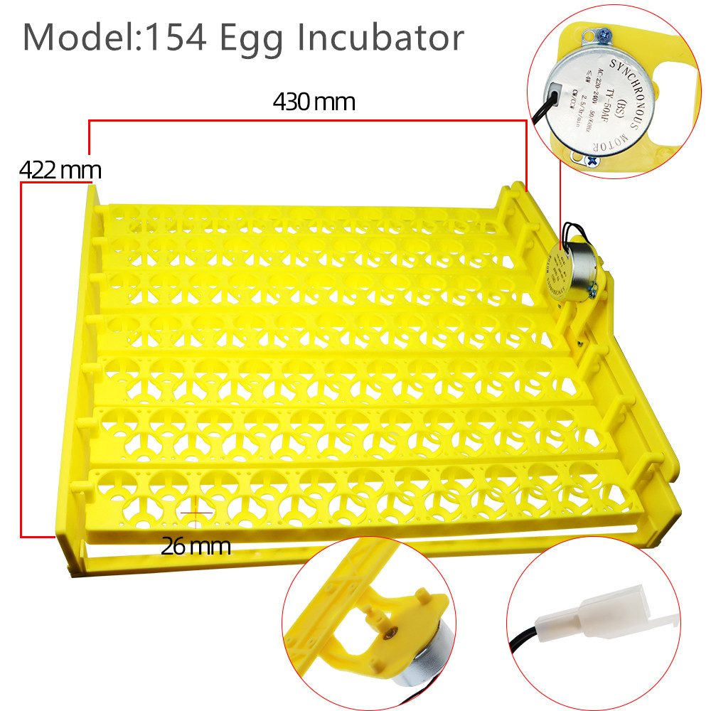 Automatic Egg Incubator Capacity 156/154/56/42/9 Duck Chicken Plastic Egg Tray Incubator Trays Hatching with Auto Turn Motor
