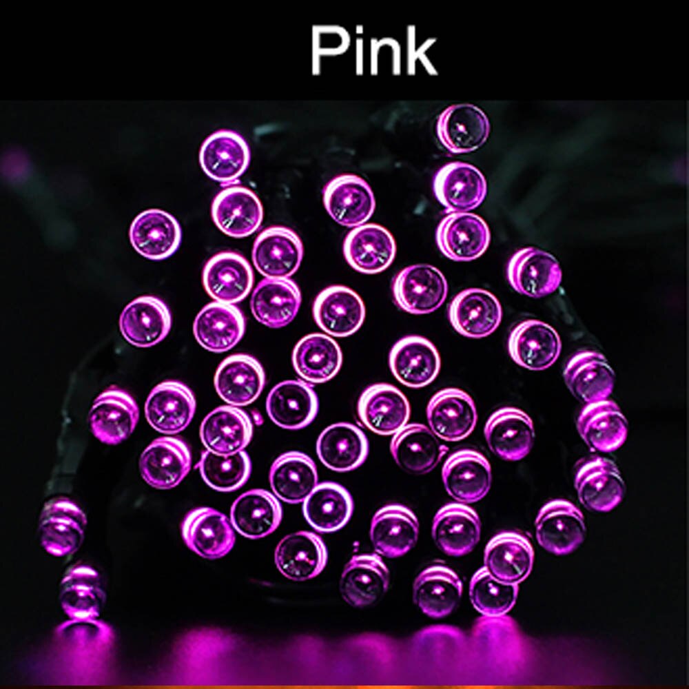 50/100/200 LED String Lights Outdoor Christmas Solar String Fairy Lights For Party Street Garlands Solar Chrismas Light: Pink / 12M 100Leds