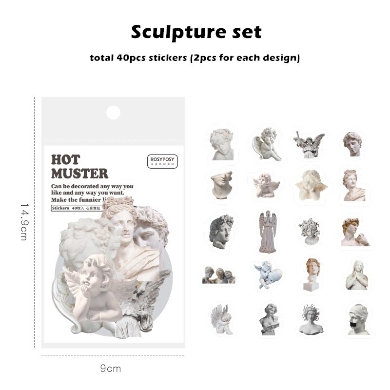 40pcs Muster Stickers Set Tulip Daisy Rose Flower Bear Angel Post Note Sticker DIY Decoration Adhesive Diary A6184: Sculpture set