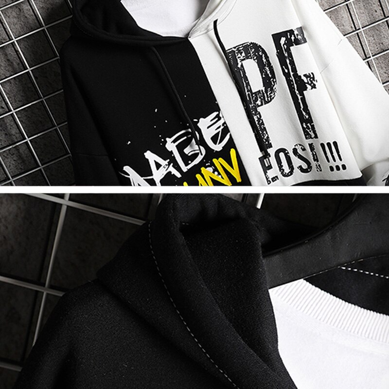 Singleroad oversized herre hættetrøjer mænd patchwork sweatshirt hip hop harajuku japansk streetwear rød hættetrøje herre sweatshirts