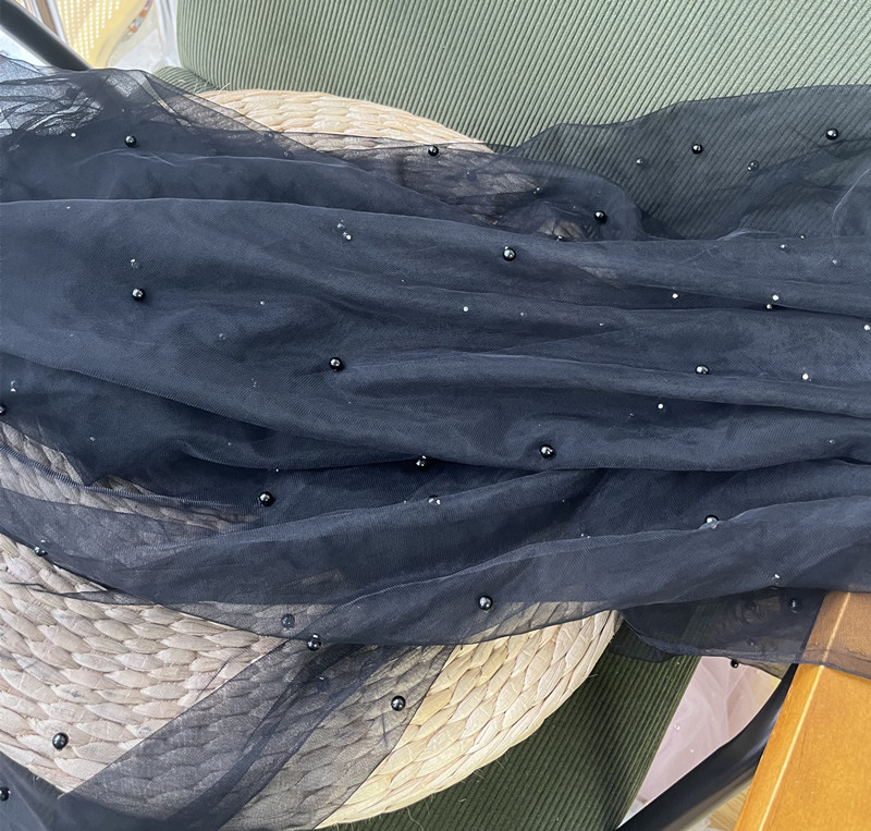 Zachte tule stof met parels voor bruiloft, bruidsjurken en feestdecoraties, gordijnen, stoelrug, garen, mesh, doe-het-zelf naaimateriaal: 6 meter / Roos rood