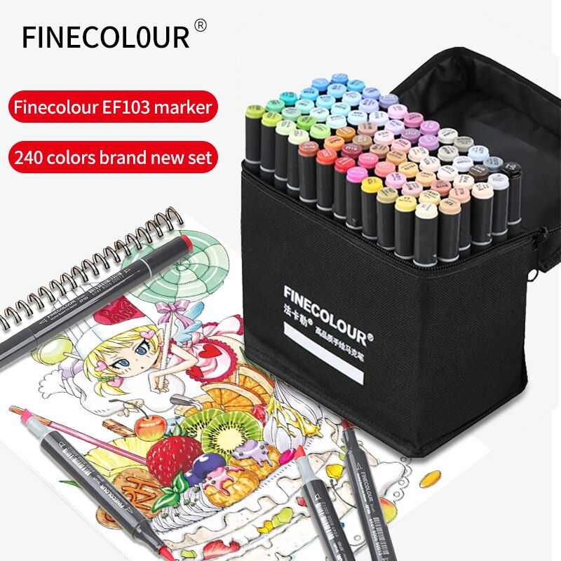 Finecolour EF103 Profession Alcohol Based Art Markers Oily Soft Double-Headed Sketch Markers Artist Manga Art School Supplies