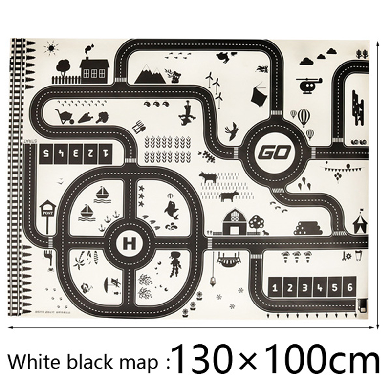 Nuovo 130X100 CM Nordic giocattolo neve tappeti per auto mappa giochi per bambini coperta di zona pad urban road map gioco pieghevole costruzione di parcheggio