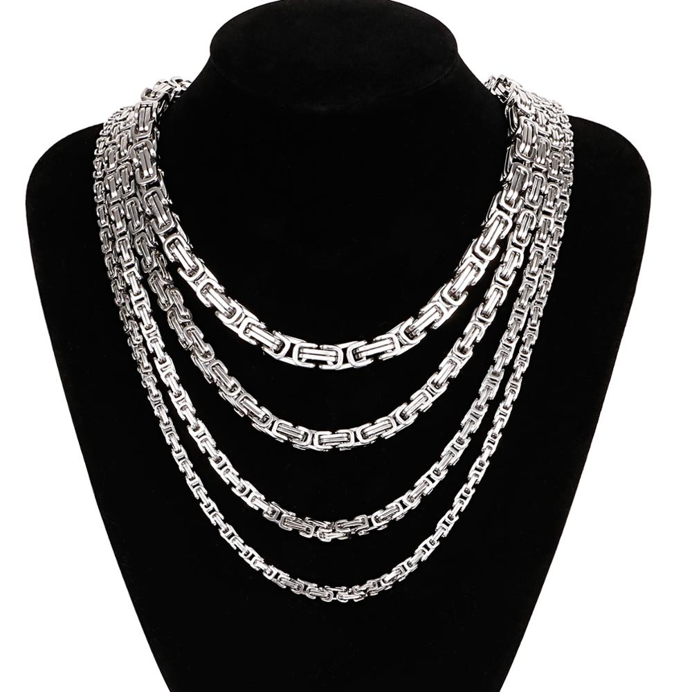 4/5/6/8mm Halsband Lange Halskette Männer Männlichen Edelstahl Byzantinischen Kasten Kette Ehemann freund Bff