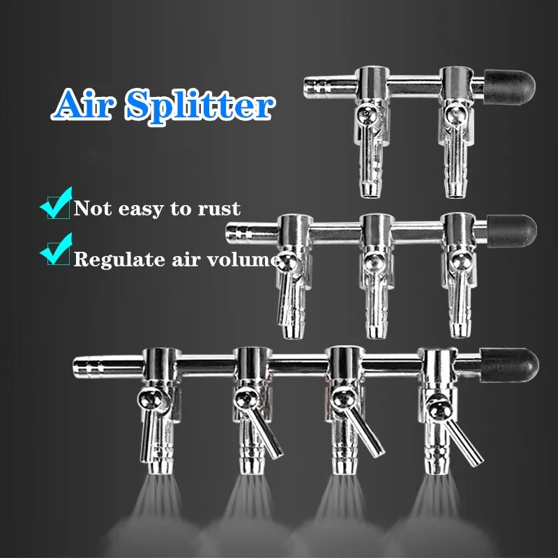 1-8 Way Stainless Steel Air Splitter Valve Aquarium Air Pump Flow Splitter Distributor Pump Valve Tap Lever Control Switch Valve