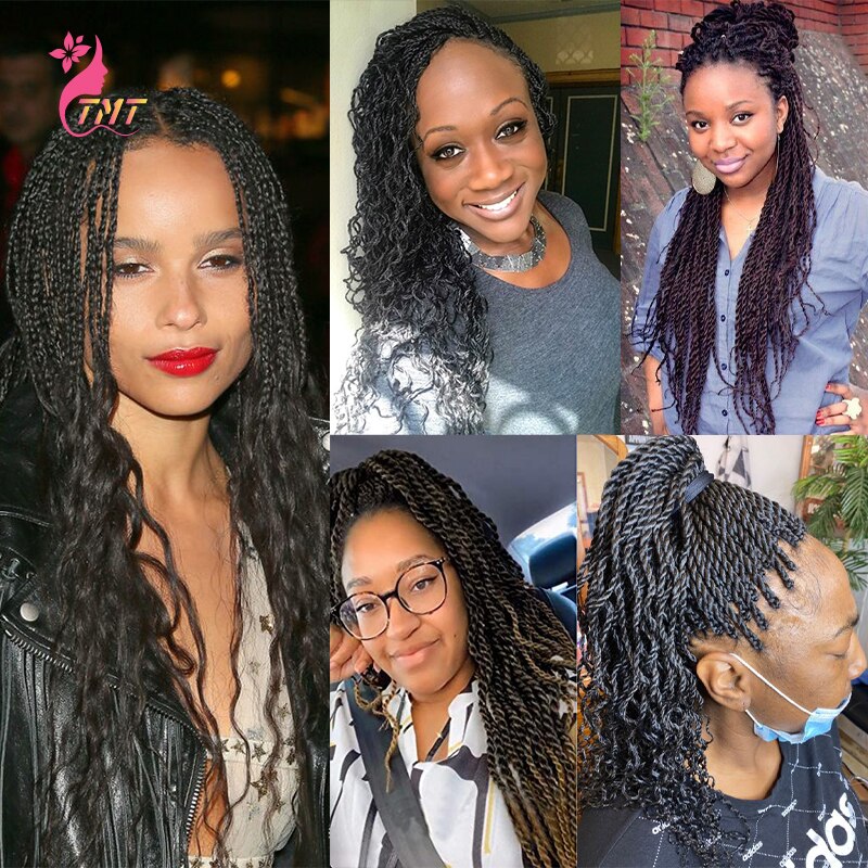 18 "pelo trenzado rizado senegalés Twist trenzas cabello ombré ondulado senegalés Twist pelo sintético del pelo de extensión de trenza de cabello 15 raíces