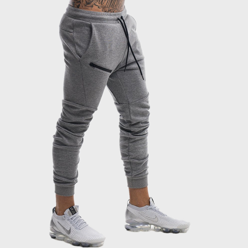 Jogging Broek Mannen Effen GYM Training Broek Rits Sportkleding Joggers Sport Broek Mannen Lopen Vloeken Broek Broek Joggingbroek: Lightgrey / XL