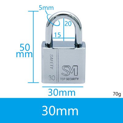 Door Padlock Stainless Steel Anti-Theft Lock Waterproof Rust-Proof Tamper-Proof Lock Home Small Dormitory Long Beam Lock: TK30mm-short