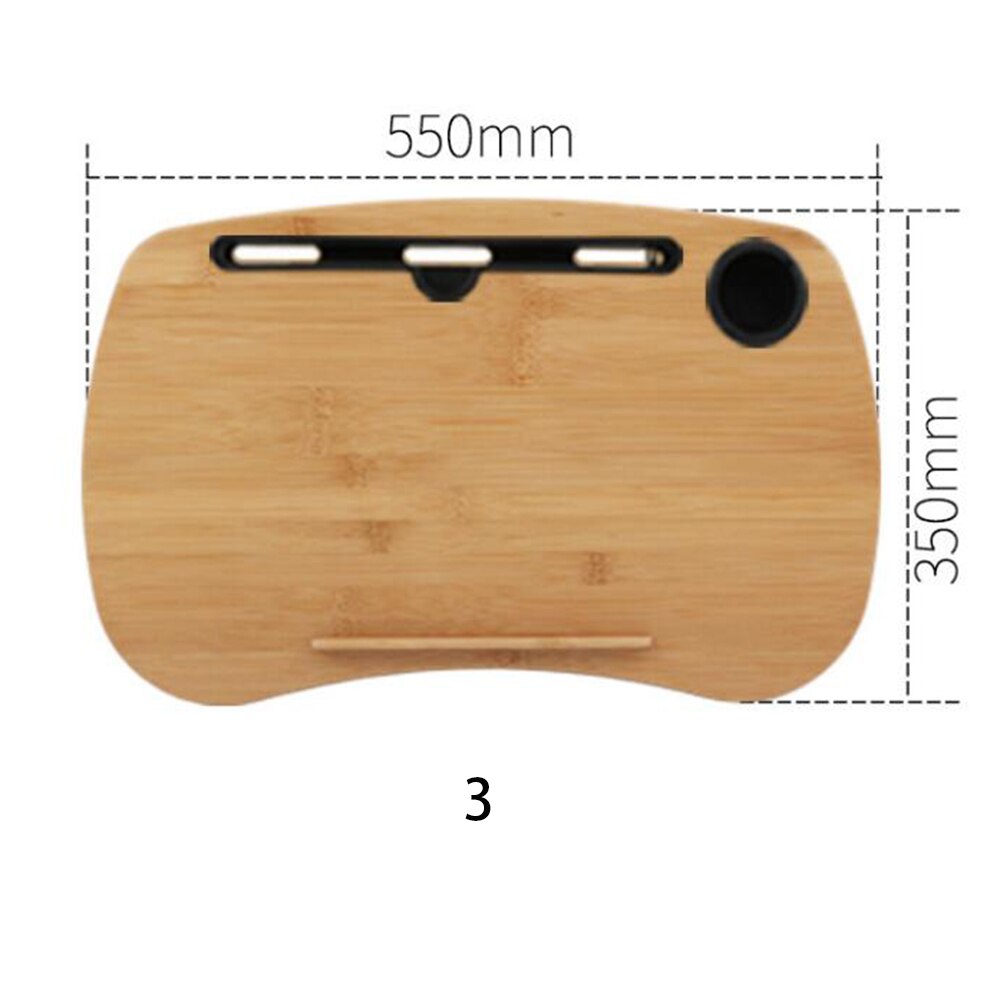 Bamboo Multifunctional Laptop Desk Notebook Desk with Pillow Laptop Table for Bed Sofa Tray Table Dormitory Studying Table: 3 Cup holder