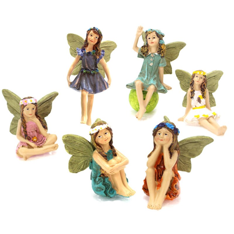 6pcs/set Garden Mini Fairy Figurines Little Girls Poted Plant Ornaments Landscape Home Lawn Decoration Garden Bonsai Craft Decor: Default Title