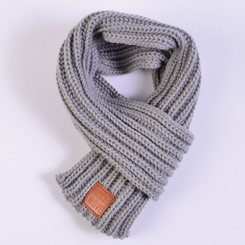 Populaire garçons filles tricoté écharpes belle automne hiver nouveaux enfants offre spéciale mignon bébé solide écharpe 1PC: Gris