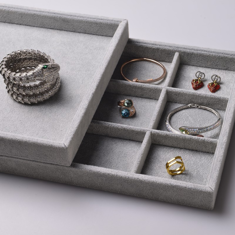 Oirlv-Plateaux à bijoux empilables en velours, PerfecSync Ders pour matiques, stockage de boucles d'oreilles, accessoires d'affichage