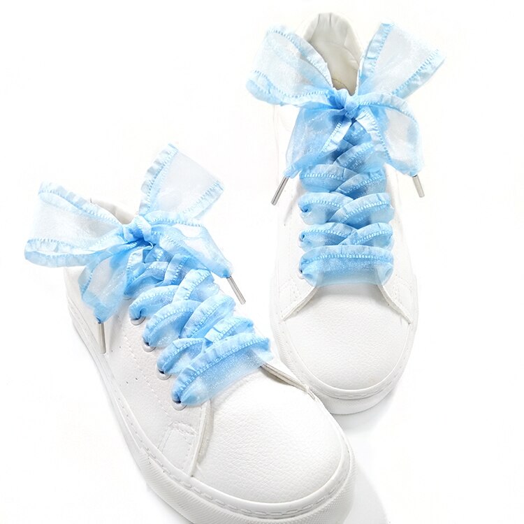 Cordones de Organza con volantes anchos de 4cm, 18 colores, lazo de hilo de gasa, cordones anchos, , belleza, zapatos informales blancos,