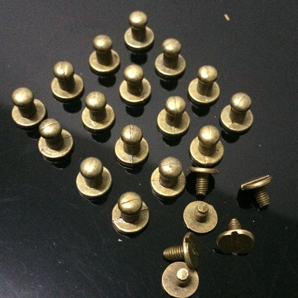 100Pcs 8X5X8MM Bronze Round Bottom Screw Spikes Metal Studs Rivets Screwback Spots Cone Leather Craft Spikes Fit DIY Making