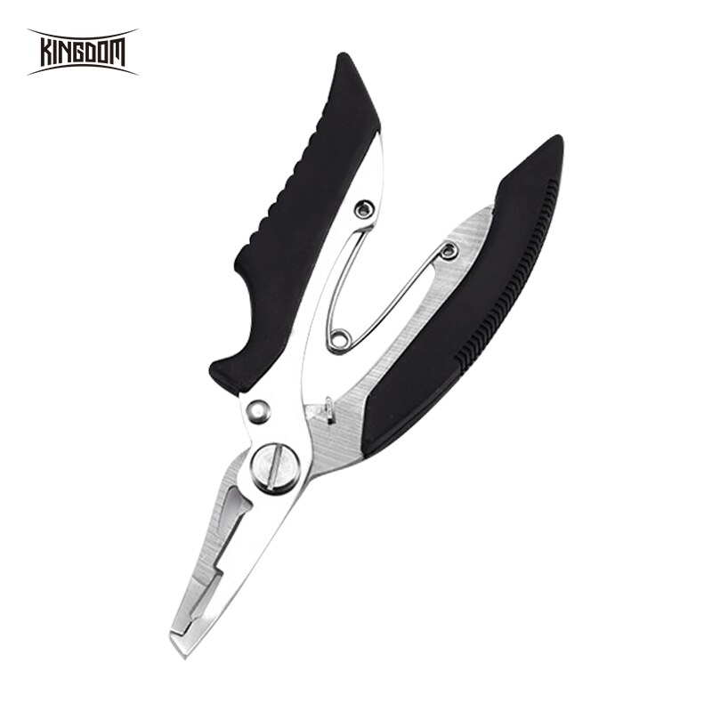 Kingdom Fishing Tools Fishing Pliers Scissor Braid Line Lure Cutter Hook Remover Hook Multifunction Tackle Tool Kits Accessories: Black