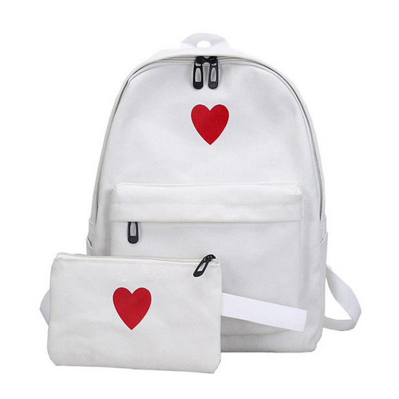 DIHOPE 3pcs/Set Dot Canvas Printing Backpack Women School Back Bags For Teenage Travel Backpacks Female Schoolbag