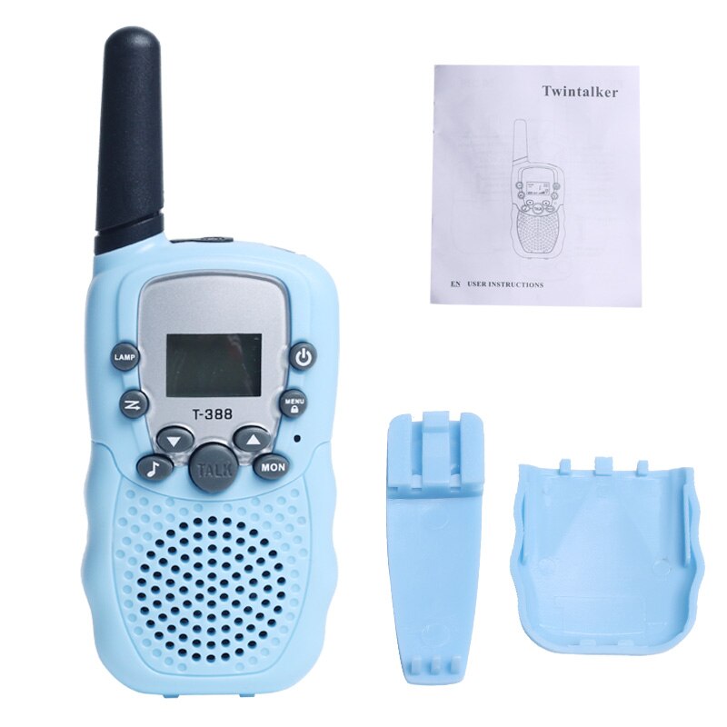 2 Pcs Mini Walkie Talkie Kids Toys T-388 0.5W 22CH LCD Display UHF Frequency Portable Two Way Radio Intercom Birthday