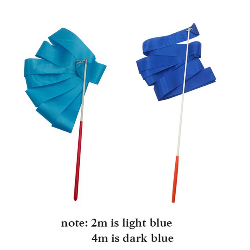 Gymnastics Dance Ribbon - 2M/4M Length - 5cm Width - Rhythmic Art Gymnastics Ballet Streamer: blue / 2 meters