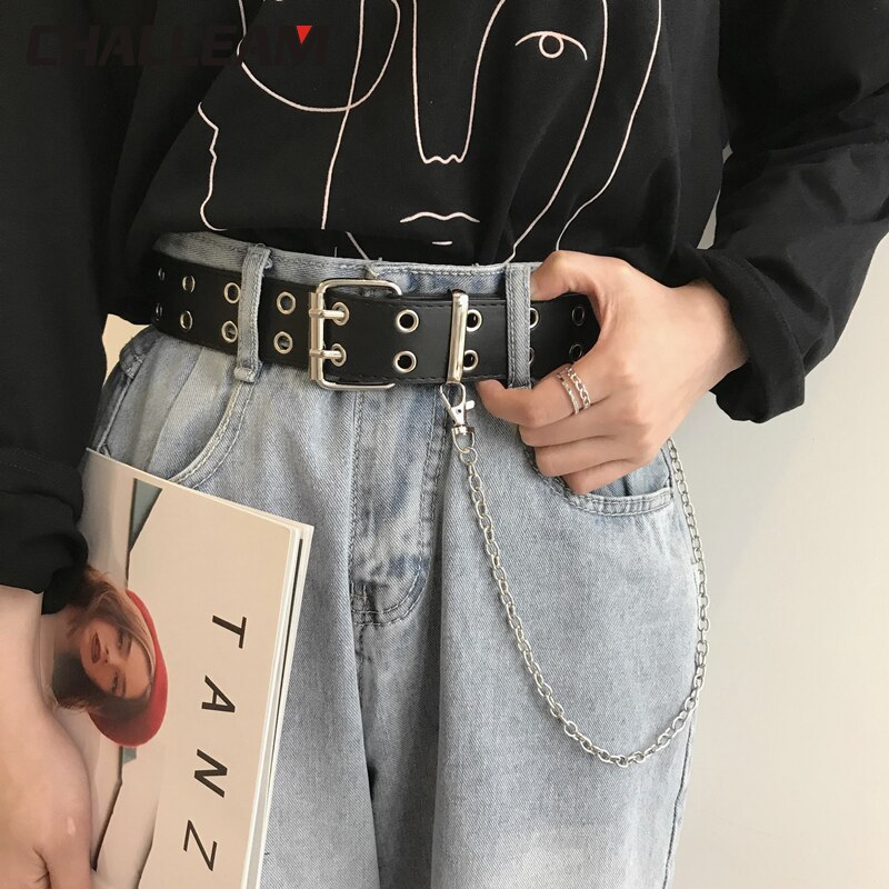 punk lerret web Belte - Dobbelt gjennomføring Spenne & Kjede - unisex Midjebelte til jeans