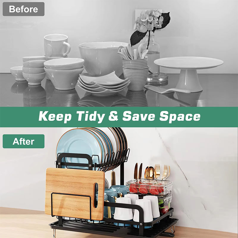 Dish storage rack drain bowl rack kitchen bowl rack storage rack double-layer drain bowl rack chopstick knife fork storage rack