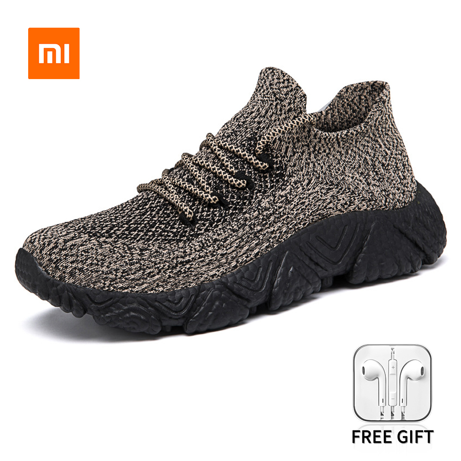 Xiaomi Youpin męskie buty trampki obuwie nowe siatki oddychające sportowe męskie latające dzianiny mieszkania mężczyźni trampki sznurowane mokasyny: Khaki 832 / 44