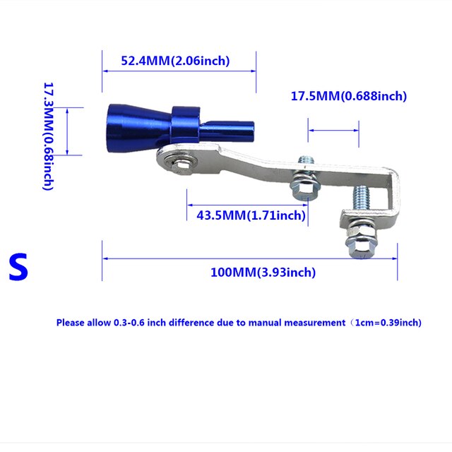 Universal simulador Whistler de la motocicleta del coche de la onda de sonido modificación imitador Turbo silbato tubo de escape de sirena: Blue - S