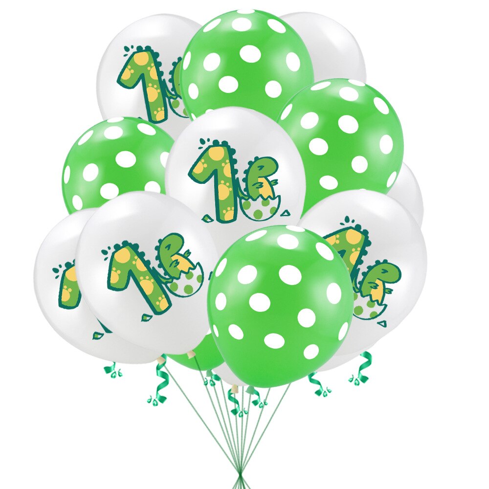 Globos de dinosaurio de dibujos animados 1st decoración de de cumpleaños dinosaurio de la edad del bebé globos bandera Banner Animal suministros: 10pcs  SET NO 1