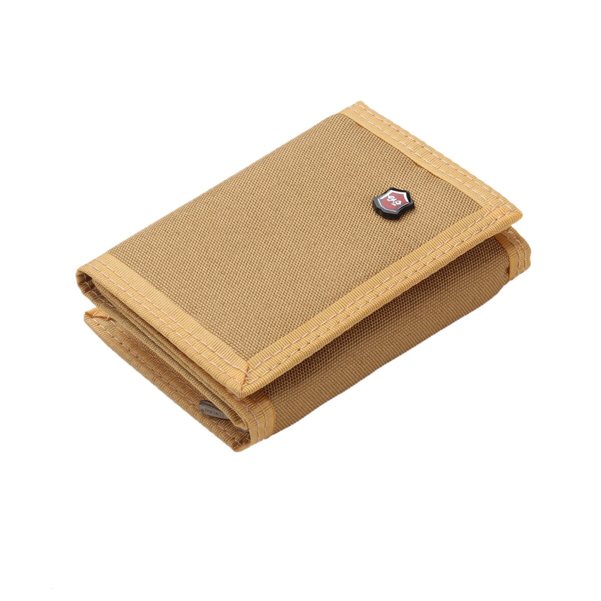 Mænd 3- fold møntpung ensfarvet lærred tegnebøger med velcro kortholder pakke: Khaki