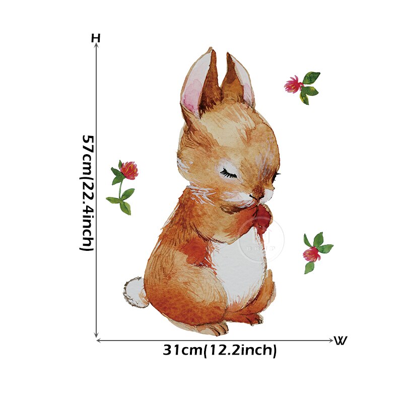 Hand Draw Style Flower Rabbit Animals Wall Sticker... – Grandado