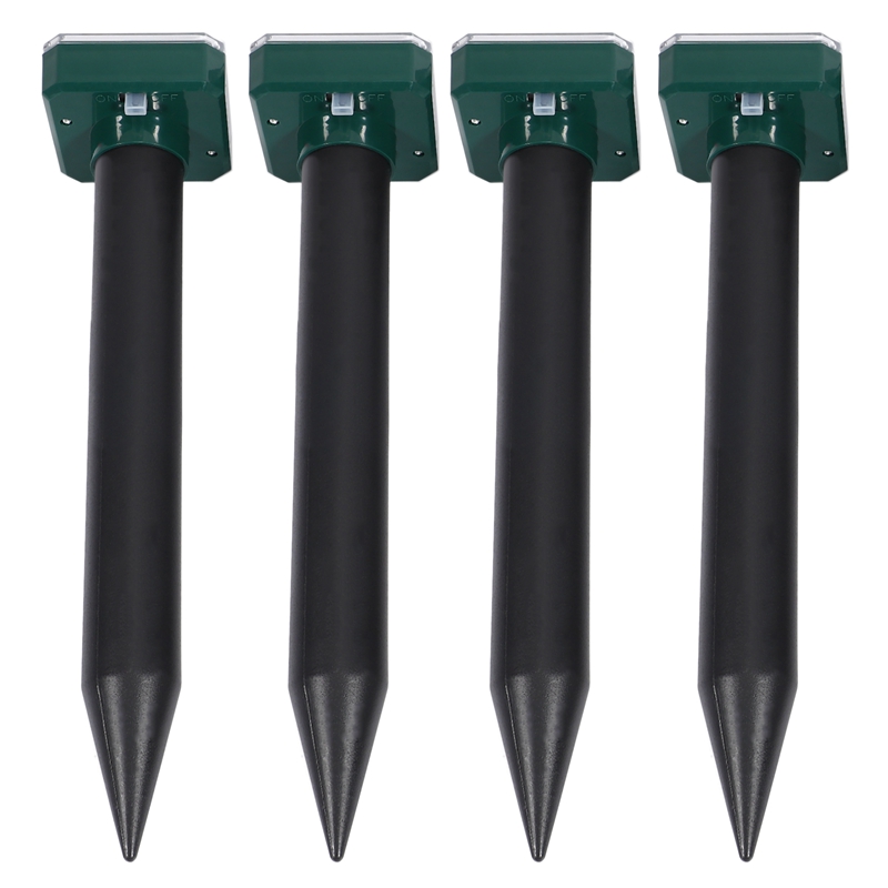 Mole Repellent, 4 Pack Ultrasonic Animal Repellent Solar Powered Gopher and Vole Chaser Humane Rodent Repellent: Default Title