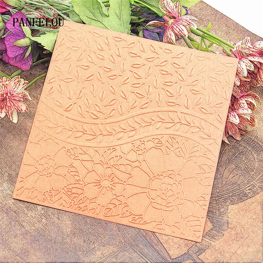PANFELOU Large flowers and leaves Embossing folders Plastic For Scrapbooking DIY Template Fondant Cake Photo Album Card Making