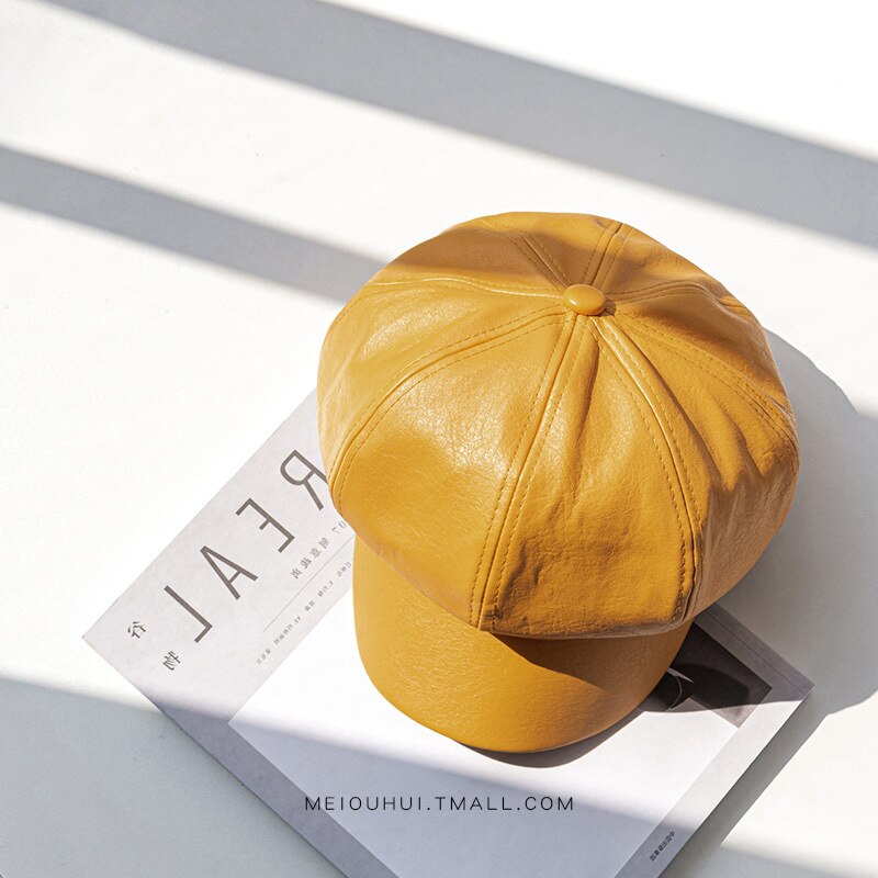 Capitulum saviour to Philippines often joker leather octagonal cap children han edition tide restoring ancient way beret: YELLOW