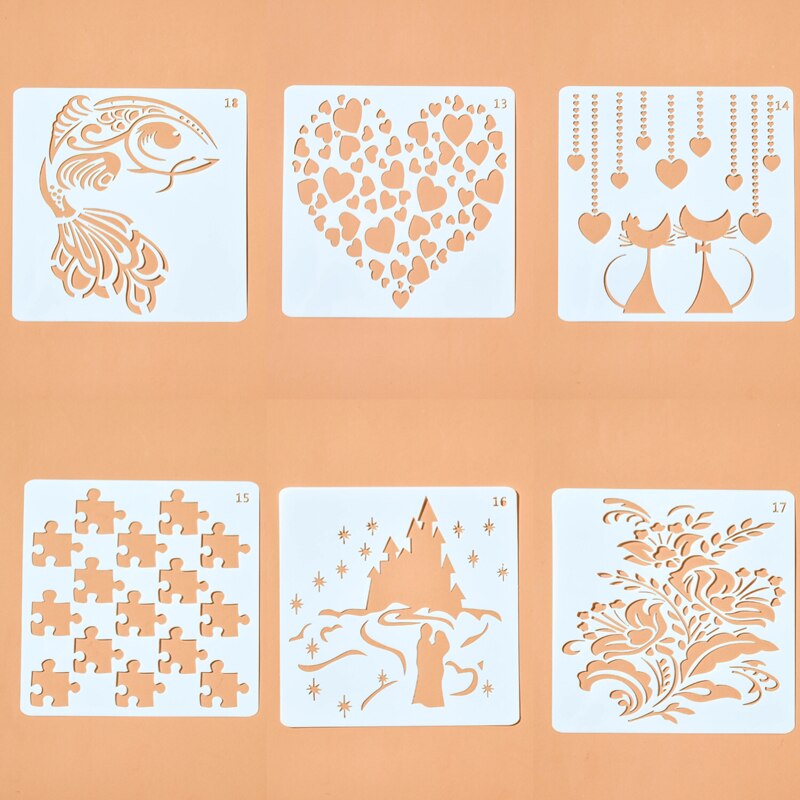 Flexible Plastic Walls Stencil Kids Painting Decor Stencils For Diy Scrapbooking Art Albums Diary Stamp Paper Cards Crafts 13cm