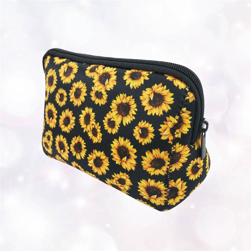 Large Capacity Sunflower Makeup Bags Waterproof Flower Printing Washing Bag Travel Storage Pouch Handbag