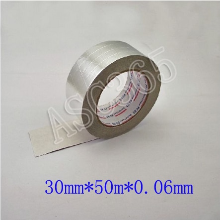 1 Roll Aluminiumfolie Tape 30mm * 50 m * 0.06mm Zilver Folie Tape Hoge Temperatuur