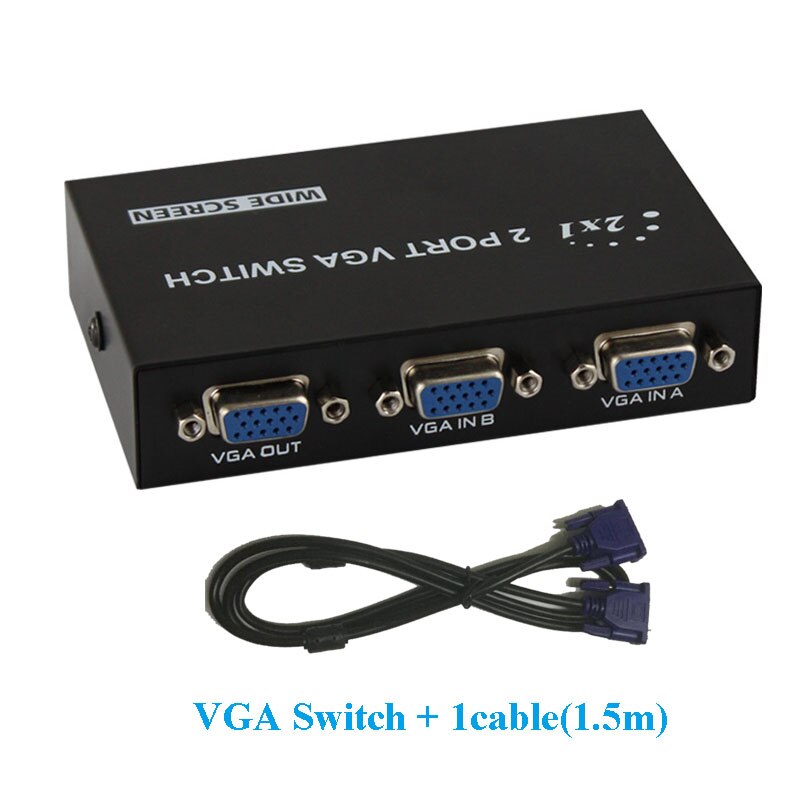 2 Port VGA Switch 2 PCs Share A Monitor Display Screen VGA SVGA Manual Switch 2 VGA Input Display VGA Splitter: VGA-Switch-1Cable