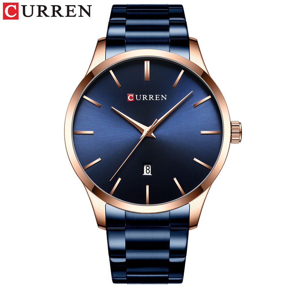 Mannen Horloges Luxe Heren Quartz Horloge Mannelijke Klok Rvs Heren Dress Horloges Relogio Masculino: blue watch