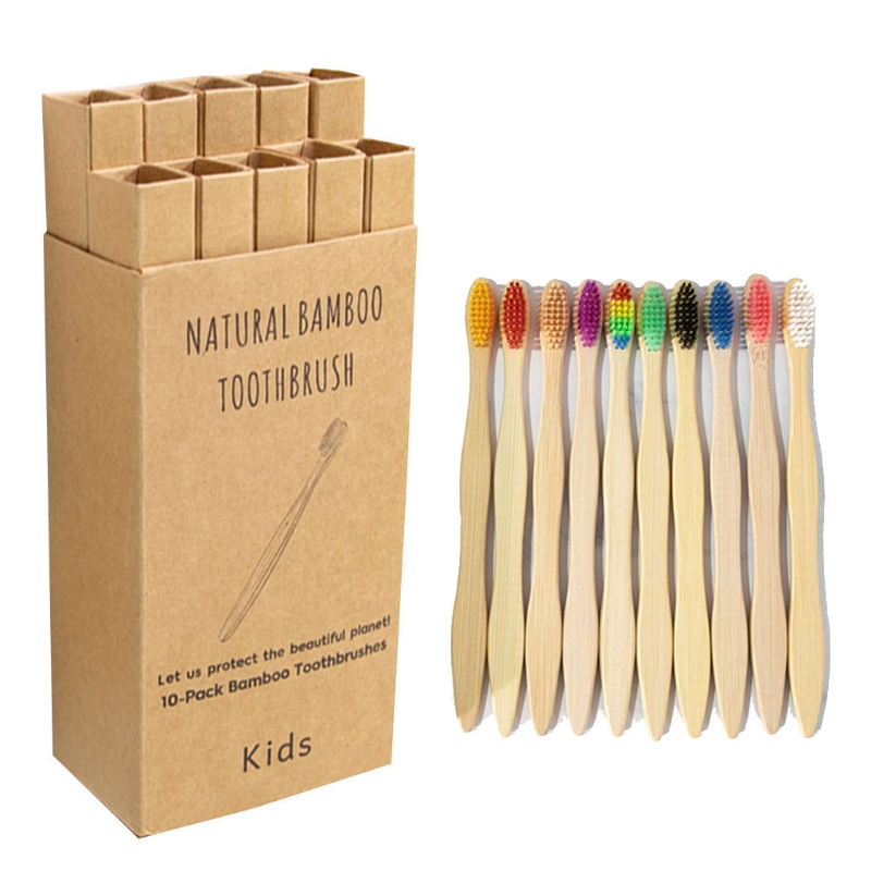 A0ND 10 Stuks Bamboe Tandenborstels Biologisch Afbreekbare Natuurlijke Manual Tandenborstel Set Met Soft-Medium Bristals