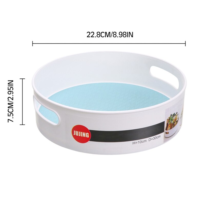 Multi-Function 360 Degree Rotating Storage Tray Container For Home Kitchen Cosmetics Turntable Rack Anti-Slip Spinning Organizer: BL1(22.5x7.5cm)