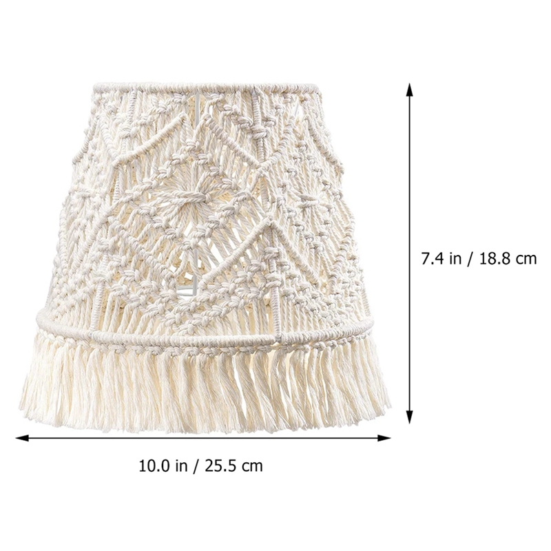 Pantalla de lámpara de macramé bohemio hecha a mano, cubierta tejida para dormitorio, de algodón tejido de cuerda, para decoración del hogar
