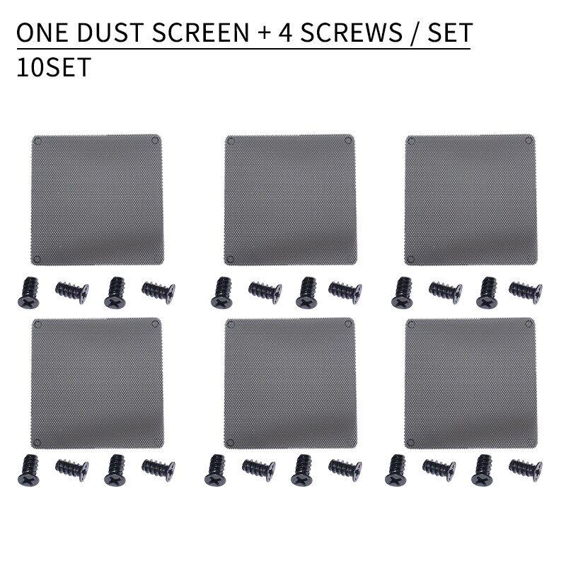 10 unids/lote 120mm negro cortable PVC PC ventilador polvo filtro caja a prueba de polvo malla de la computadora: 10 Set