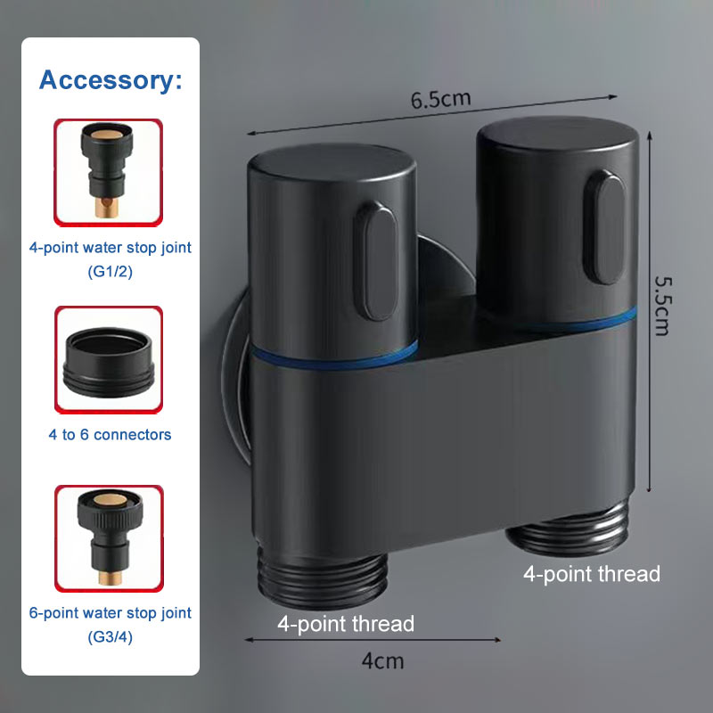 G1/2 Rubinetto per lavatrice Ottone Doppia uscita Acqua Arresto automatico dell'acqua Valvola ad angolo di apertura rapida G3/4 Accessori per il bagno: Grigio chiaro