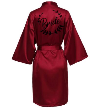 Hochzeit Party Team Braut Kleid mit Schwarz Briefe Kimono Satin- Pyjama Brautjungfer Bademantel SP021