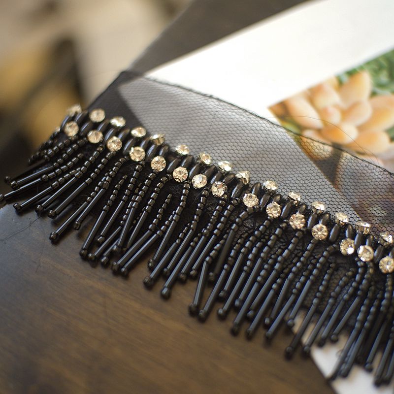 Tube en gaze maille de luxe à franges 5cm | tube de perles avec dentelle, perles, accessoires de bandeau pour vêtements décoratifs faits à la main, bricolage